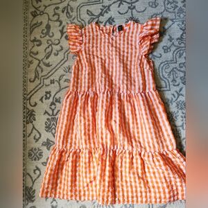 Orange Gingham Kids Dress